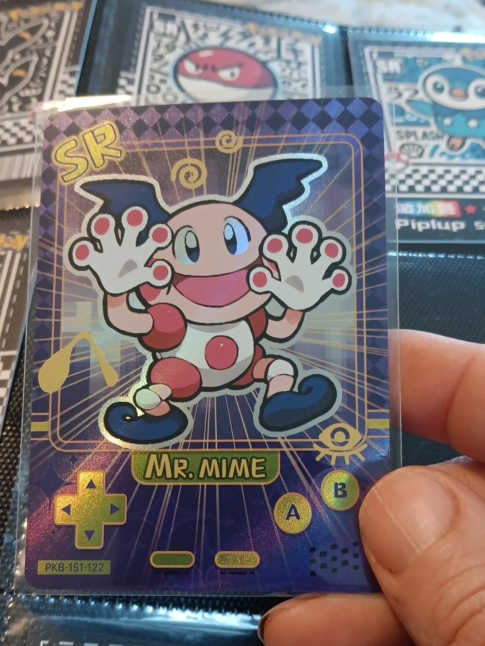 Pokemon Mr. Mime SR Trading Card - Purple, Pink, Blue, White